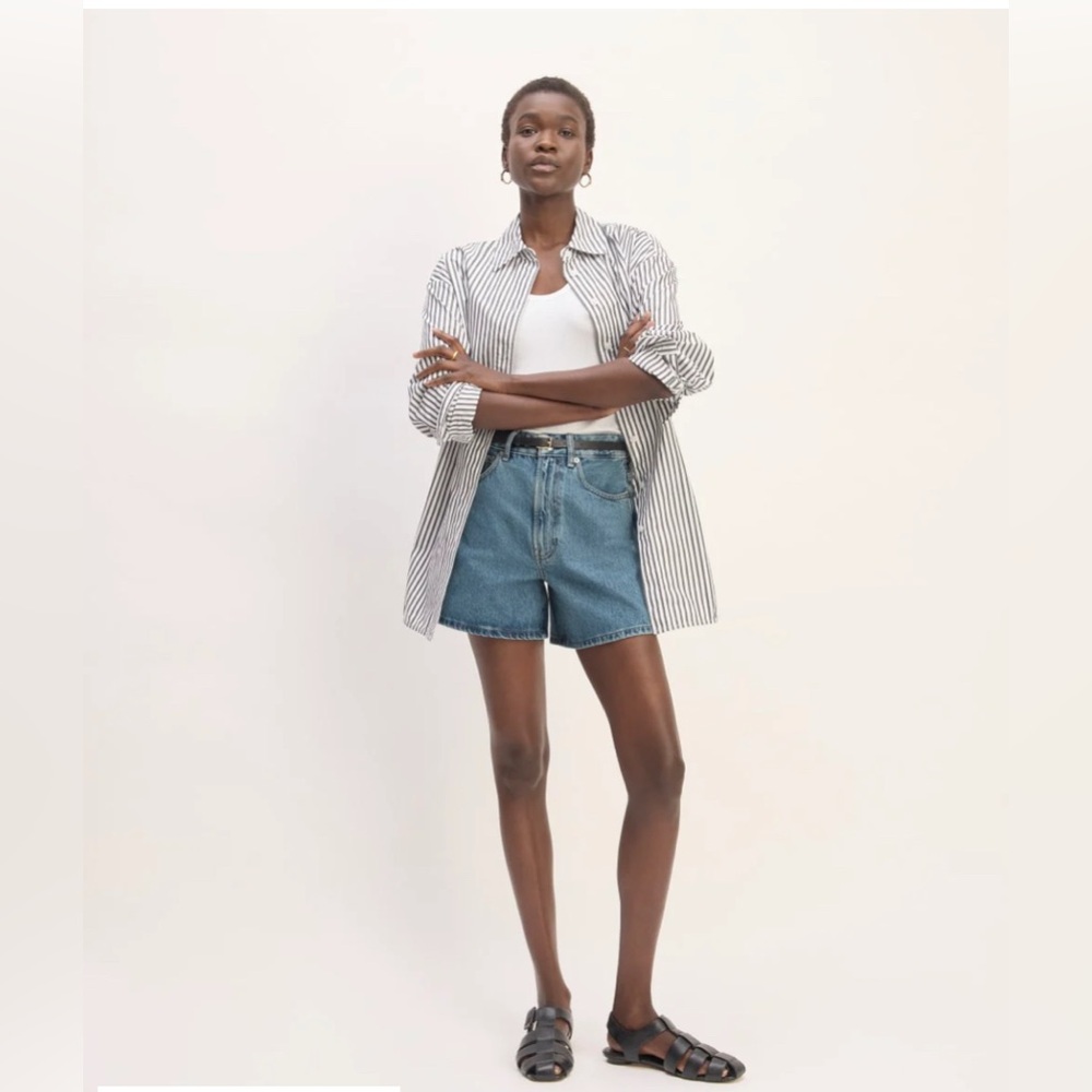 Everlane High-Rise Denim Shorts in Blue